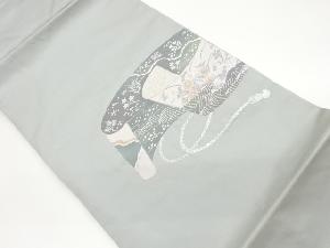 巻物に秋草模様織出し名古屋帯